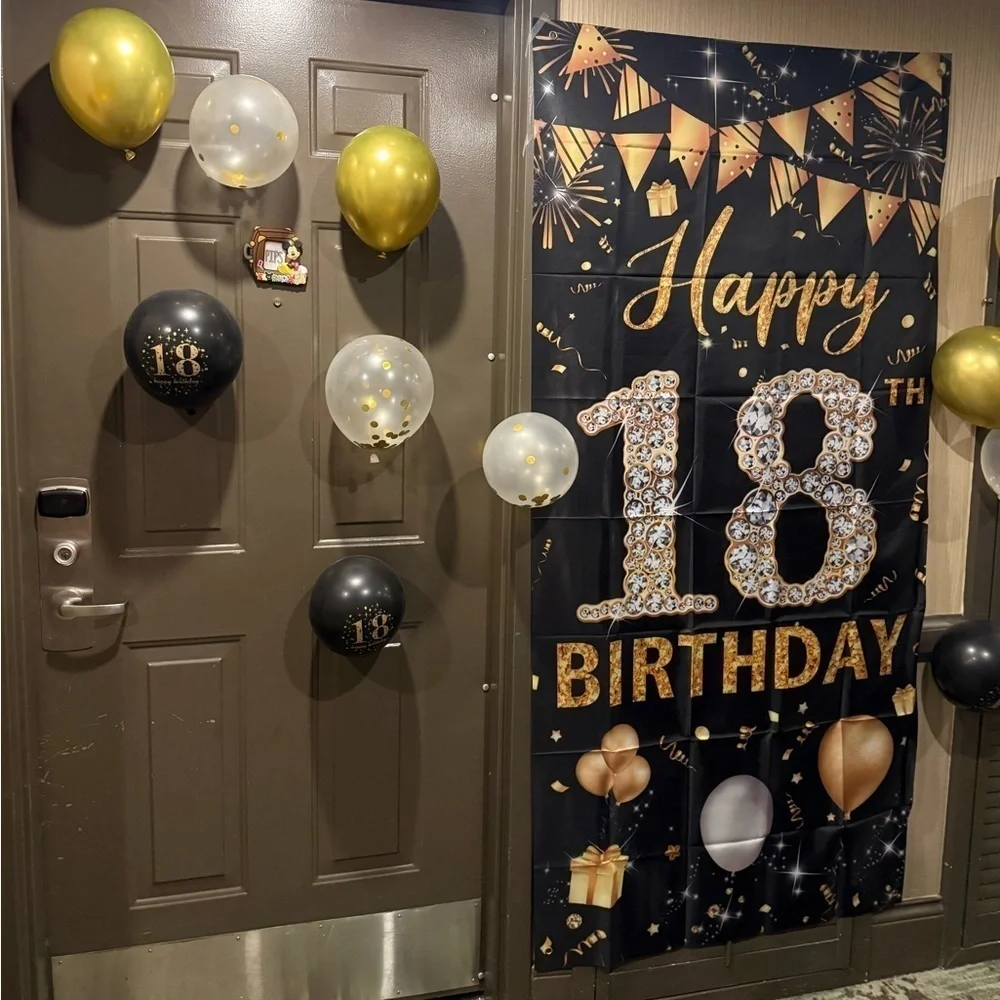 Gold and Black 18th Birthday Party Door Banner